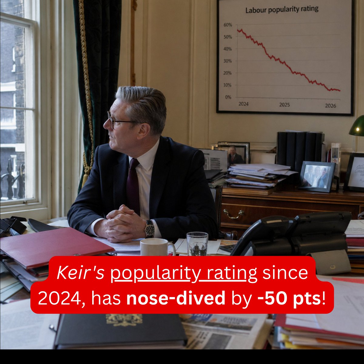 Darren_Fower's tweet image. 𝘚𝘵𝘢𝘳𝘮𝘦𝘳’𝘴 𝗻𝗲𝘁 favourability rating 𝘱𝘳𝘦𝘴𝘦𝘯𝘵𝘭𝘺 sits at around -𝟰𝟱. A year ago it was -𝟯𝟰, and 𝘫𝘶𝘴𝘵 before the #GeneralElection2024, it was between +𝟱 and +𝟭𝟬!

#KeirStarmer #SirKeir #UKLabour #LocalElections2026