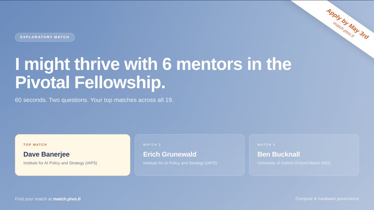 pivotal_org's tweet photo. Unsure which Pivotal mentor would be the best fit? 
Take a 60-second quiz, see your top matches across our 19 mentors, and get tips on the application along the way.
↓
Try it: https://t.co/7QiHsccbG1 https://t.co/79QI0y7ZWd
