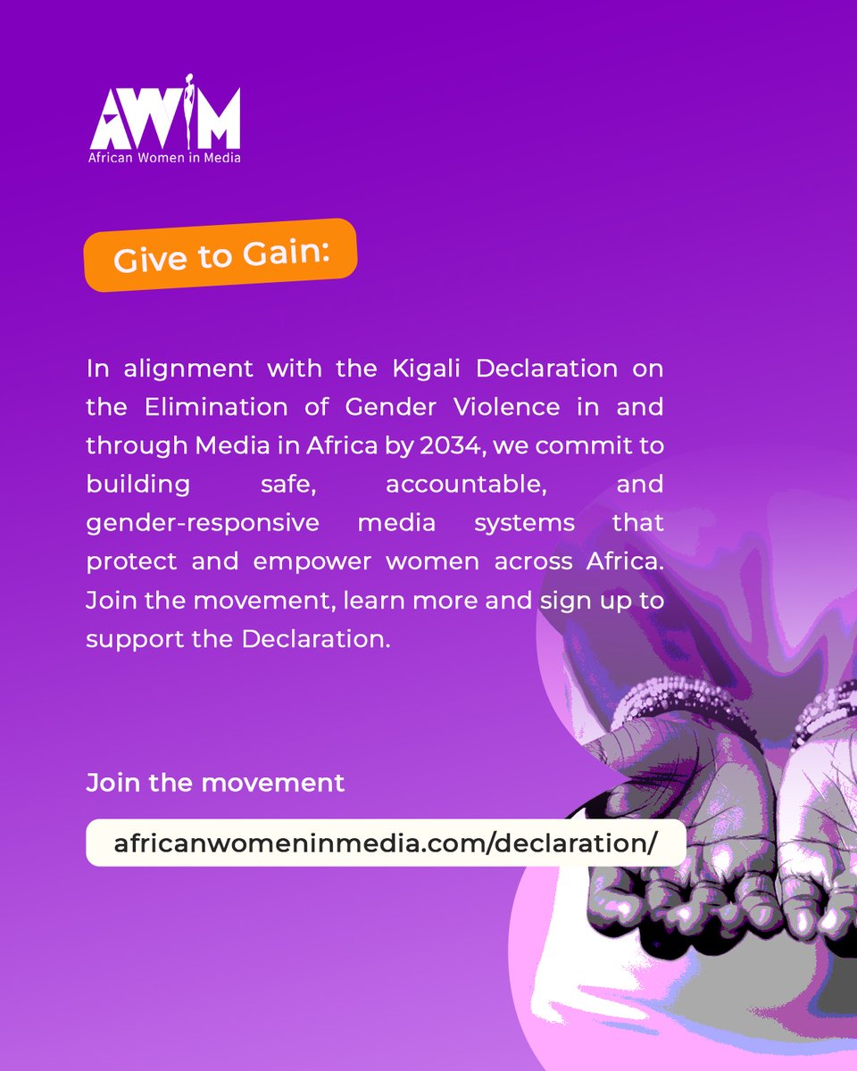 RealAWiM's tweet photo. From funding to safety, data, and accountability, the call is clear: move from commitment to action.
In line with the Kigali Declaration on eliminating gender violence in media by 2034:
https://t.co/7zI4k48g1O
#postIWD #WomenInMedia #PressFreedom #mediadev https://t.co/SQfc8OTTfU