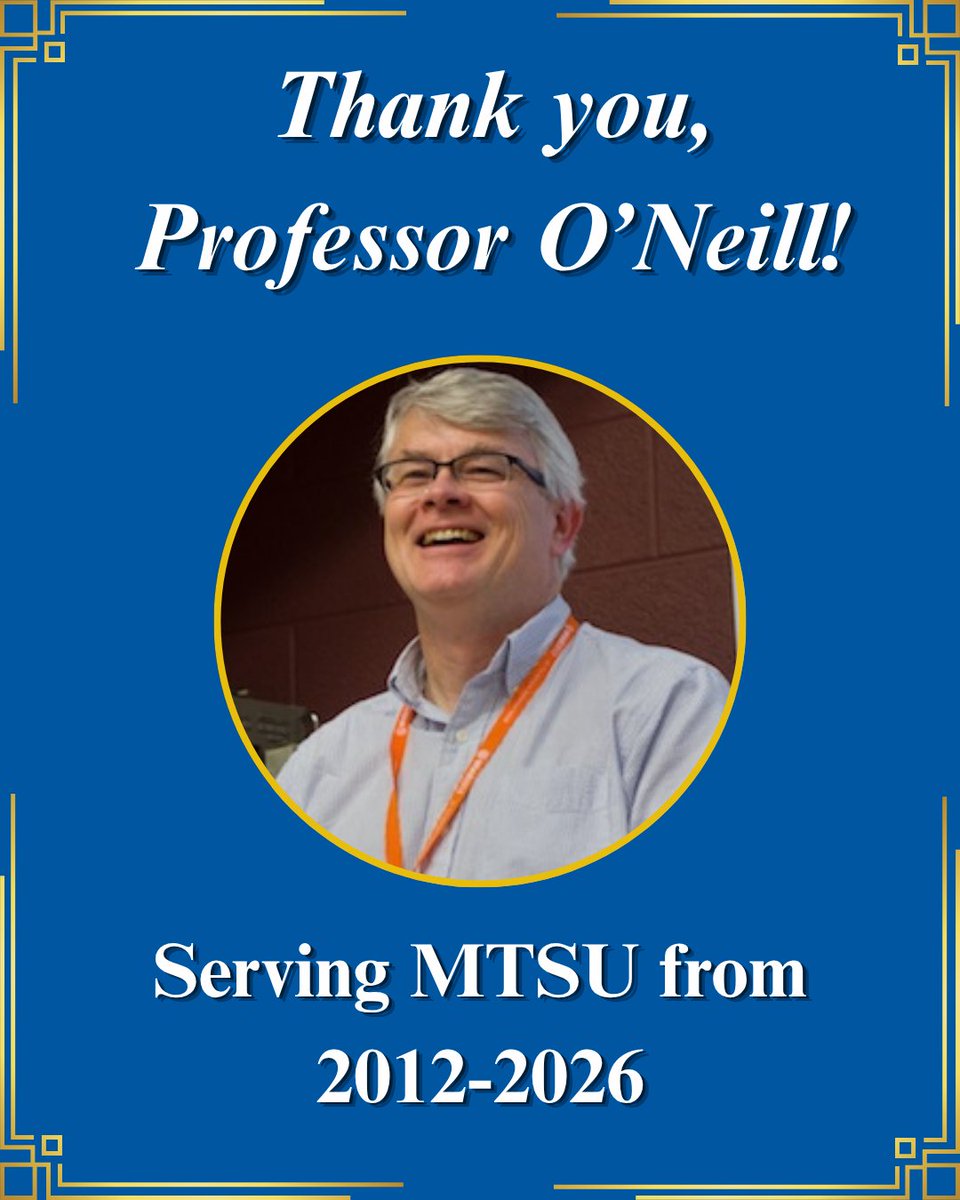 MTSU_SOJSM's tweet image. Congratulations to Prof. Todd O'Neill on his upcoming retirement! He's been part of the SoJSM since Interactive Media moved from Media Arts to our school last summer. He's been a great addition to our team, and we wish him well on whatever comes next!

#mtsu #sojsm