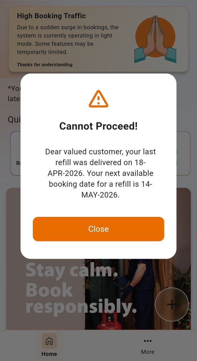 Shyam11kk's tweet image. @MoPNG_eSeva @IndianOilcl @HardeepSPuri
Complaint against Sehrawat Gas Service. Booking ID 2-005592717816: Booked on 4th Apr, delivered on 18th Apr (14 days delay). Due to agency's extreme delay, my next booking is blocked till 14th May. Please intervene. #LPG #Indane