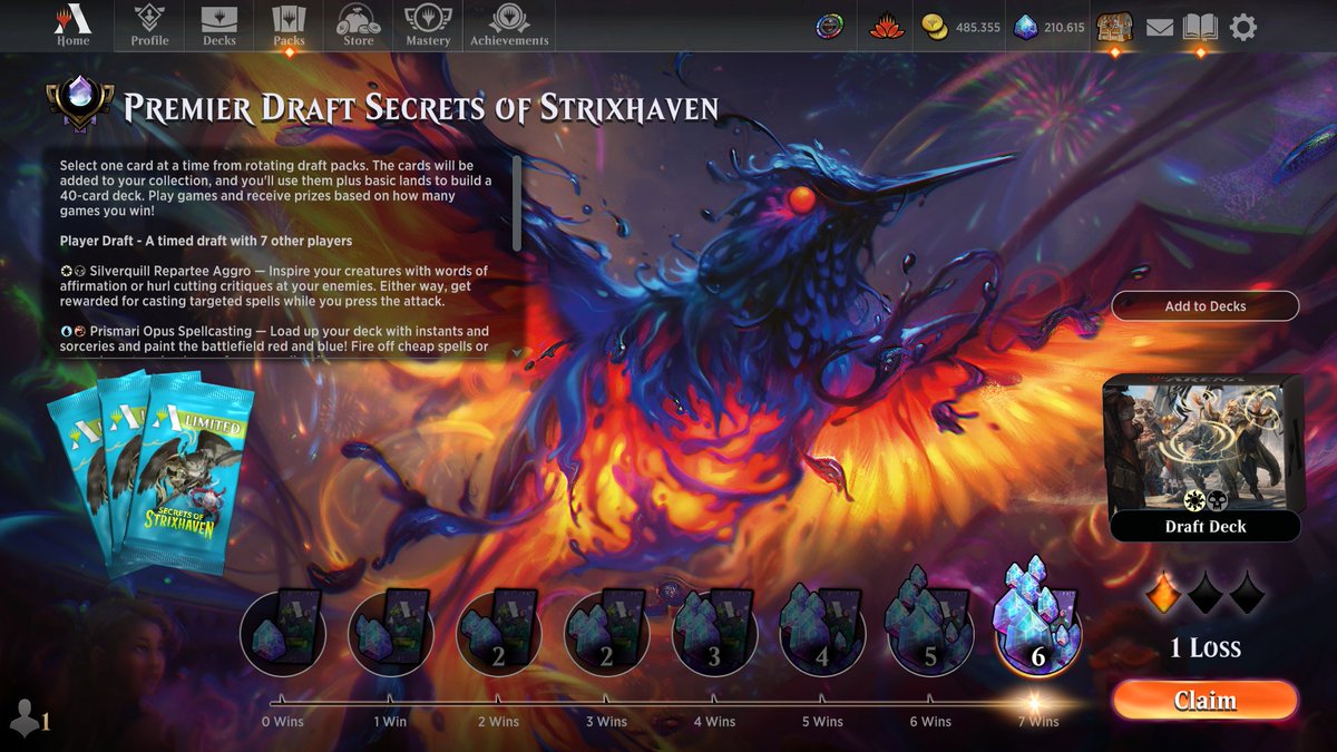 Giusepp68746450's tweet photo. 7 - 1  in Premier Draft  Secrets of Strixhaven again with orzhov in my opinion best colors of this set @fireshoes https://t.co/XLTcKvzdQH
