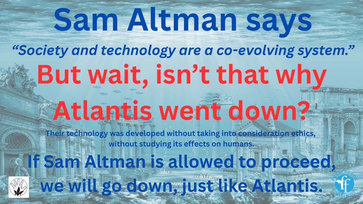 This is why Atlantis went down....advanced technology with no regards for ethics, no regard for its effect on humans...