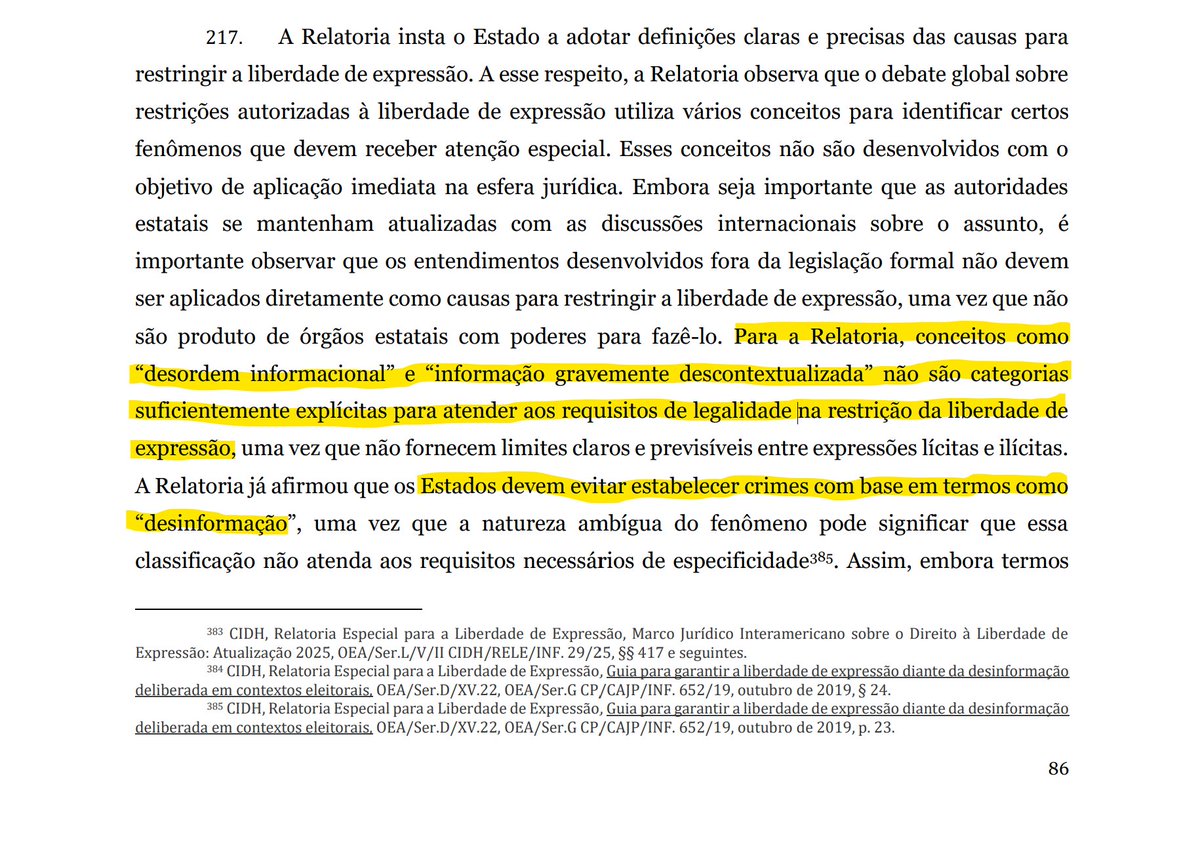 elivieira's tweet photo. Jorge Messias reconheceu hoje na sabatina que o termo "desinformação" é vago. Mas ele tem usado esse termo como se já estivesse codificado em lei, para perseguir e censurar. Inclusive, ele e Lewandowski foram os campeões do termo "desordem informacional", que Lewandowski usou no TSE em 2022 para censurar a Brasil Paralelo. Esse termo foi denunciado como vago e à margem do ordenamento legal até pelo Pedro Vaca Villarreal, relator de liberdade de expressão da CIDH/OEA.

https://t.co/PDTvlOO25J