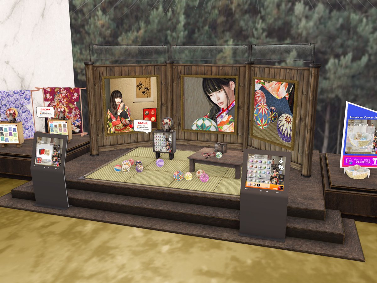 aglaiaolifone's tweet image. FantasyFaire2026-sakkaさんのお店！
新作手毬の他、FF歩きにぴったりのコスチューム、本格着物、ハムちゃん服のみえぽんがあるよ！
手毬はいろいろな模様があってかわいい～！
#SecondLIfe