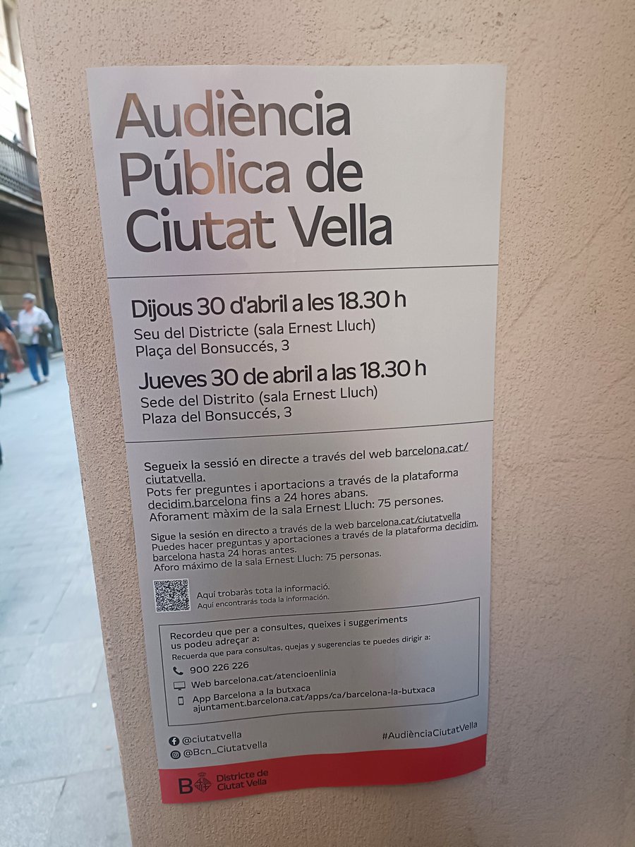 XVeinal's tweet photo. Audiència Pública del Districte, el dijous 30 d'abril
L'Audiència Pública se celebrarà a la Seu del Districte (pl. Bonsuccés, 3) a partir de les 18.30 h de forma presencial i telemàtica.
https://t.co/UFRIKtRurn https://t.co/w8TsrX0GwY