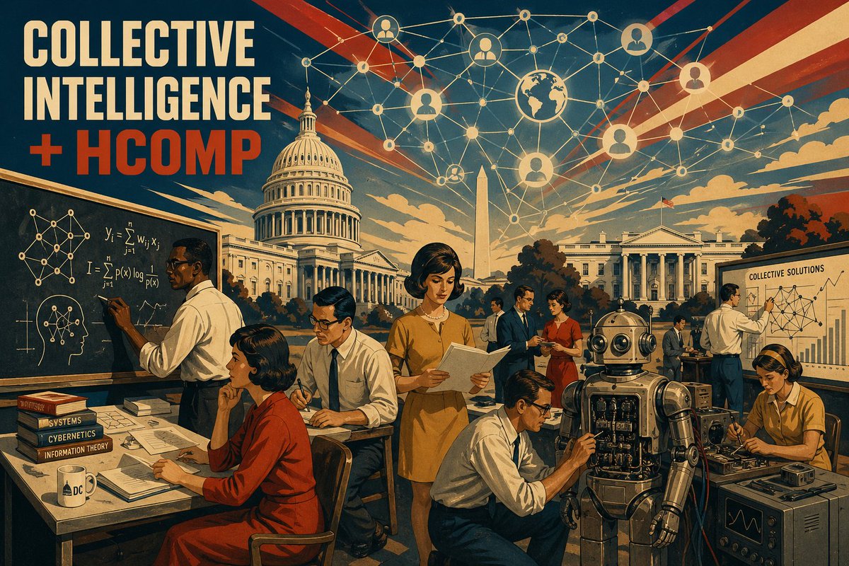 ci_acm's tweet photo. 🚨 Our call for papers is LIVE! 🚨

Collective Intelligence +HCOMP conferences are coming together in Washington, DC 🇺🇸🧠 

Join us to build the future on:
☑️Human-AI complementarity alignment
☑️Collective Systems 

 Abstracts due: June 1
👉 https://t.co/AvXyrUVF2l
#CI26 #HCOMP26 https://t.co/dBWN47xJqW
