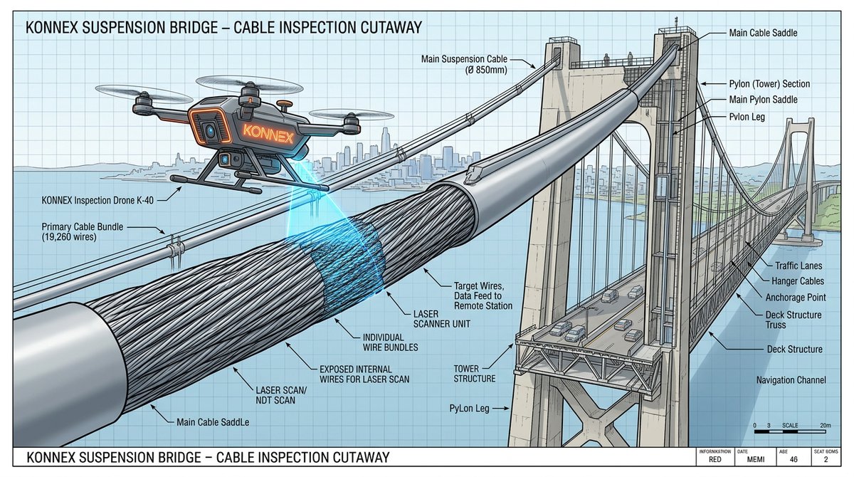 Aging infrastructure needs constant eyes.  Drones powered by <a href="/konnex_world/">Konnex</a> autonomously inspect bridges &amp; pipelines. When verified structural anomalies are logged, the drone gets paid instantly. Proactive safety backed by Web3!