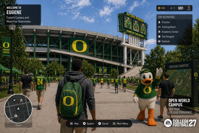 YGEYoung Flip - 2 pic. College Football 27 open world concept 👀 @EASPORTSCollege @oregonfootball https://t.co/TjsOr39VZu
