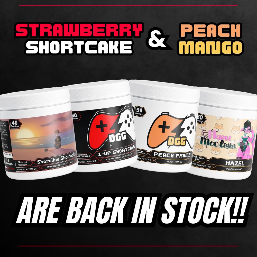DrinkGamerGirl's tweet image. STRAWBERRY SHORTCAKE &amp;amp; PEACH MANGO ARE BACK IN STOCK!!!
All partner flavors, DGG Branded, and Throne items are back in stock!!

Partner tubs features: @UndeadCommand52 and @HazelWolfingtn 

#Gamers #Esports #Twitch #YouTubeGaming #PCGaming #ConsoleGaming #LiveStreaming
