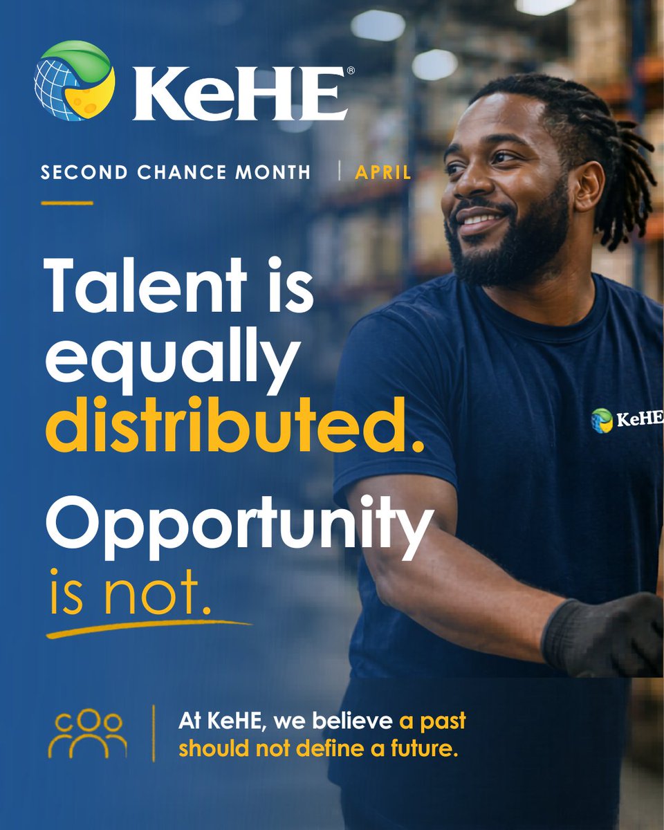KeHEUS's tweet image. Talent is everywhere. Opportunity isn’t.
This Second Chance Month, KeHE is expanding access to meaningful employment by seeing potential beyond the past.
Learn how our partners are helping create real pathways:
kehe.com/news-blog/blog…
#KeHE #SecondChanceMonth #Opportunity