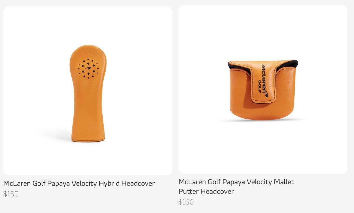 _DavidRumsey's tweet photo. Some McLaren Golf gear/accessories pricing ⬇️

$495: Vessel Stand Bag
$160: Headcover
$100: Melin Hat
$40: G/Fore Glove https://t.co/Hiom6UZQ7T