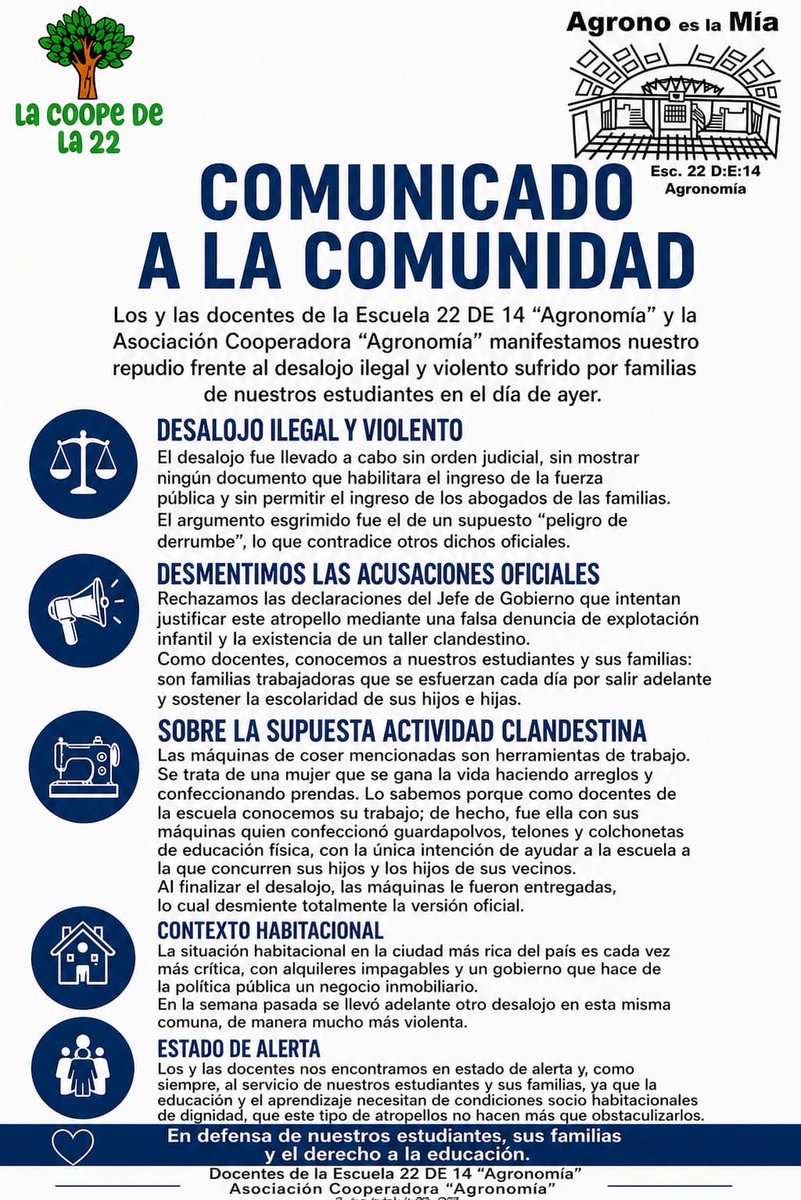 CBParqueChas's tweet photo. COMUNICADO A LA COMUNIDAD, ante la brutal ola de desalojos del Gobierno de la Ciudad https://t.co/QgDCIwy0lj