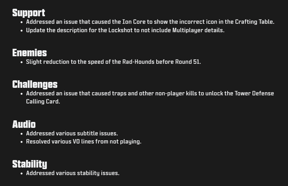 CoDZombHistory's tweet image. April 29 - #BlackOps7 #Zombies Season Three Reloaded Patch Notes

- Ashes of the Damned, Astra Malorum, Paradox Junction Fixes
- Ashwood Survival Fixes
- Ashes of the Damned, Paradox Junction Directed Mode Fixes
- Cursed Mode Fixes
- PAP Ray Gun MKII and NX Ravager Fixes
-