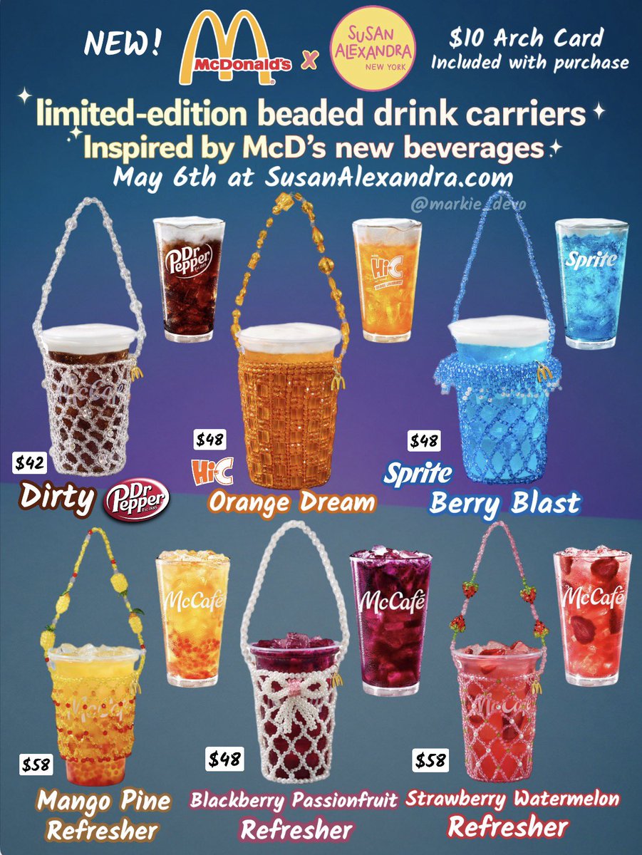 McDonald's X Susan Alexandra drink carriers 🥤👜Each carrier comes