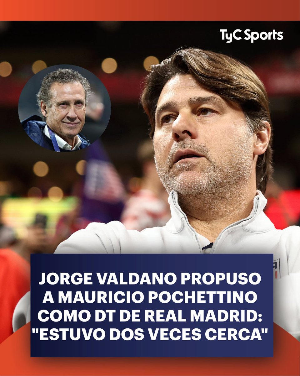 TyCSports's tweet image. ⚪👔 Jorge Valdano, emblemático exdelantero campeón del mundo con la Selección Argentina, propuso a otro argentino para el puesto de entrenador de #RealMadrid: Mauricio Pochettino (quien dirigirá a la Selección de Estados Unidos en el Mundial 2026):

🗣️ "Es un entrenador que