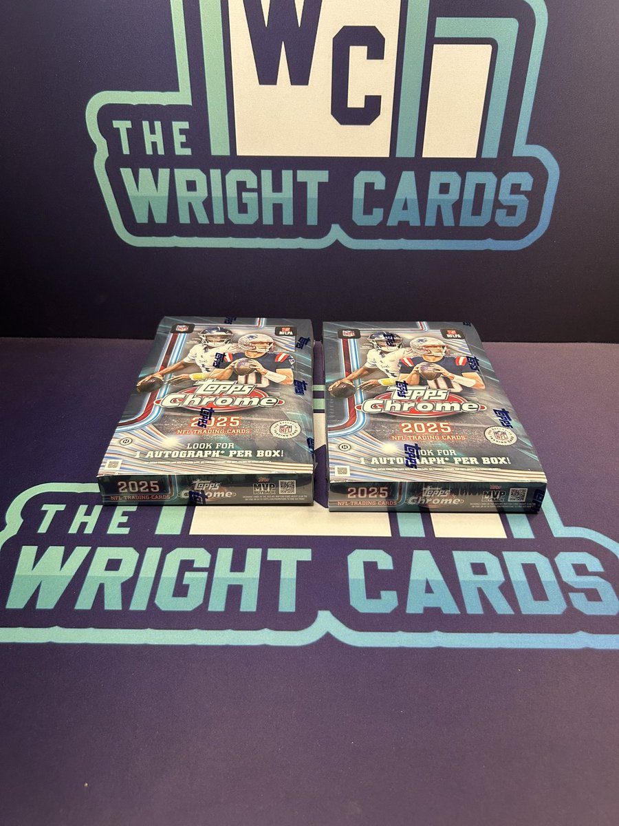 TheWrightCards's tweet image. ‼️Break #1066‼️

2x 2025 Topps Chrome Hobby🏈 (Part 12)
💥2 Autos, 160 Cards💥

🔥ALMOST FULL🔥 BRAND NEW RELEASE 

4 Teams left🚨PYT starting @ $20 or LAST 4 teams for $240 to CLOSE 🔒 

Breaks when FULL on IG live🎯
Comment below to claim a team ⬇️ 
#TheHobby #TBBCrew #NFL