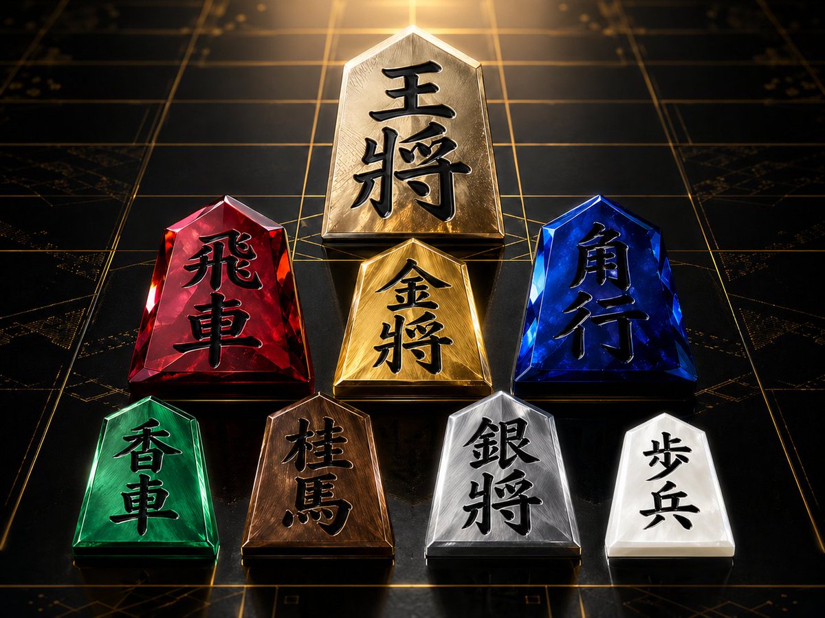 k_utanl's tweet photo. 将棋を外国人にも広める上で、ネックになるのは、駒の見分けかたかな。駒を見分けやすくするために、駒を宝石のように、色でも見分けられるよう���したら？と思う。裏面は、同じ色で、縁取りを金色にするとかね。日本将棋連盟さまか、駒のメーカーさまに検討してほしいです。 https://t.co/5hwxwmyU6m