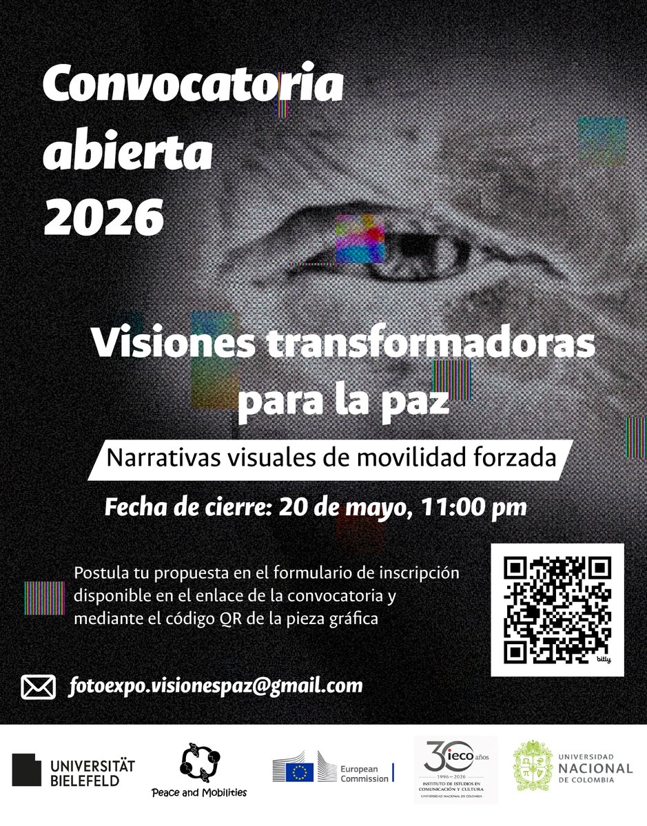 Te invitamos a postularte a nuestra convocatoria de fotografía sobre movilidades forzadas en Colombia, en perspectiva de construcción de paz. Escanea el QR.