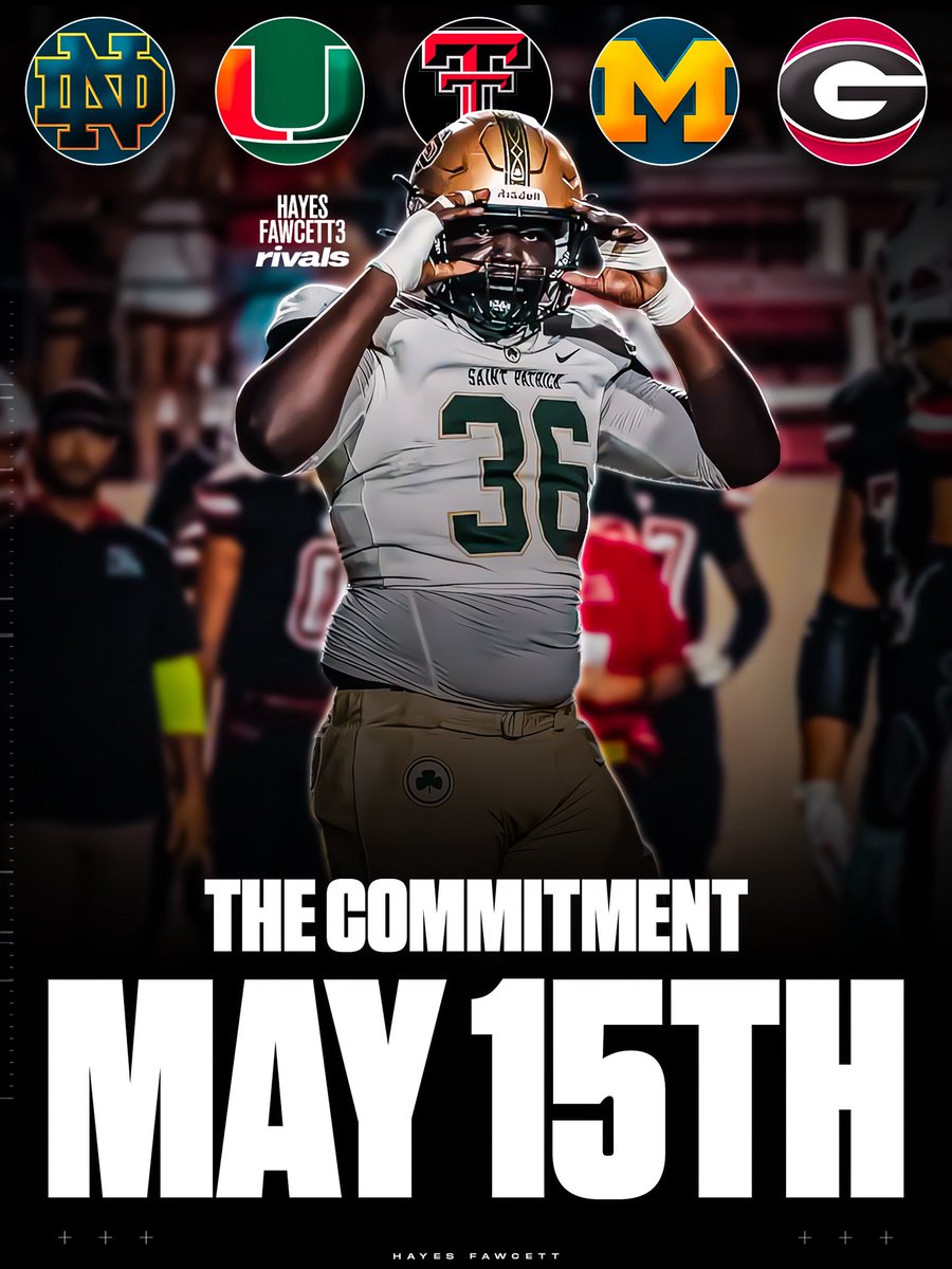 Hayesfawcett3's tweet image. NEWS: Five-Star DL David Folorunsho will announce his Commitment May 15th live on the Rivals YouTube Channel, he tells me for @Rivals

The 6’4 285 DL is ranked as the No. 9 Recruit in the 2027 Rivals300

He’s down to 5 schools

on3.com/rivals/david-f…