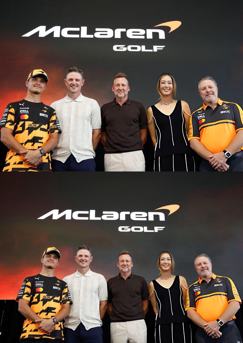 lando with justin rose, michelle wie west, ian poulter and zak brown. he’s officially part of mclaren golf!!