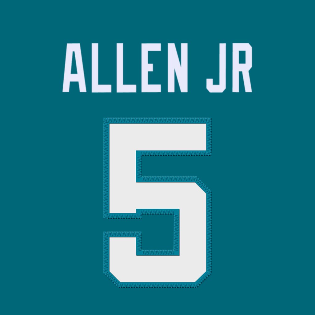 nfl_jersey_num's tweet photo. Jacksonville Jaguars RB LeQuint Allen Jr. (@JrLequint) is wearing number 5. Last assigned to Dyami Brown. https://t.co/zoUPNZnwn9