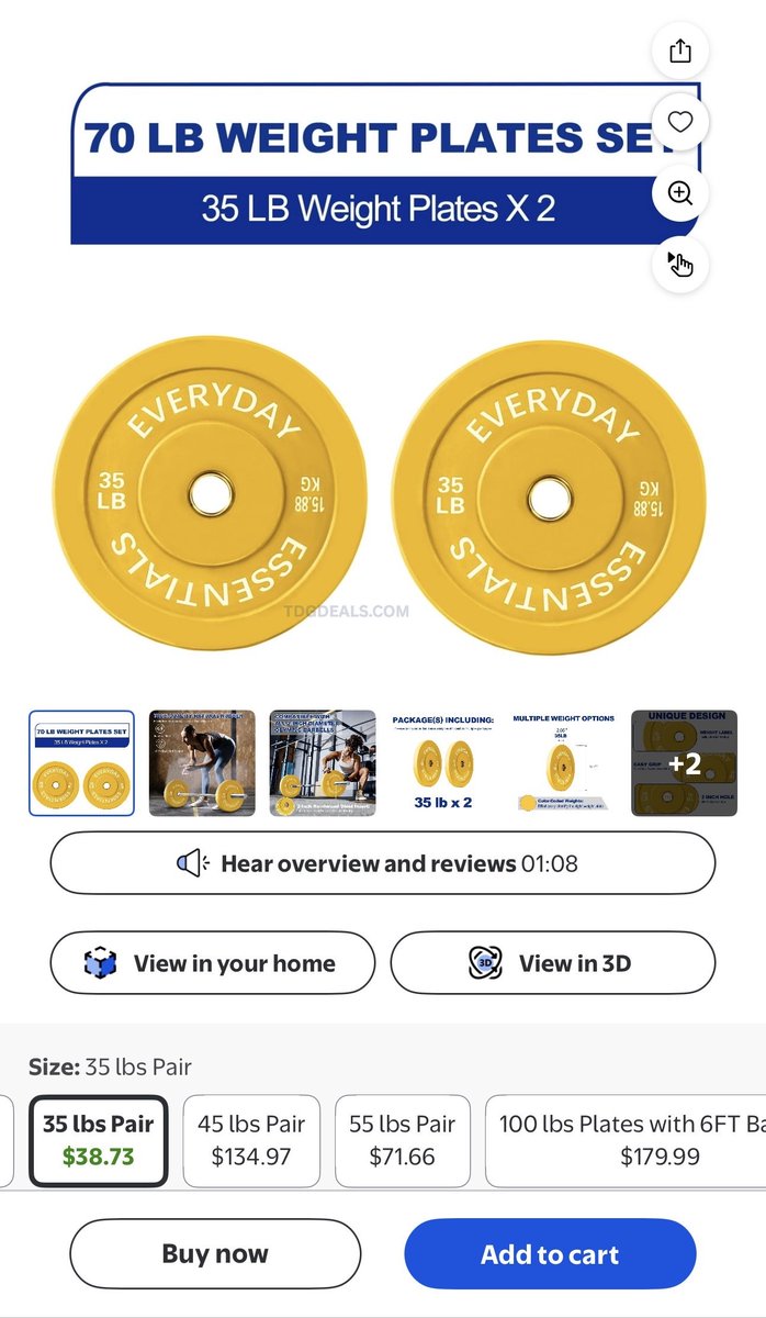 thedealsguy_'s tweet photo. $38 BalanceFrom Olympic Bumper Plate Weight Plate, 35 lbs Pair Color

Normally $50 

Can resell on your local marketplace apps

https://t.co/Udq4jRla9d

#WalmartPartners #Ad https://t.co/sgva9M8DND