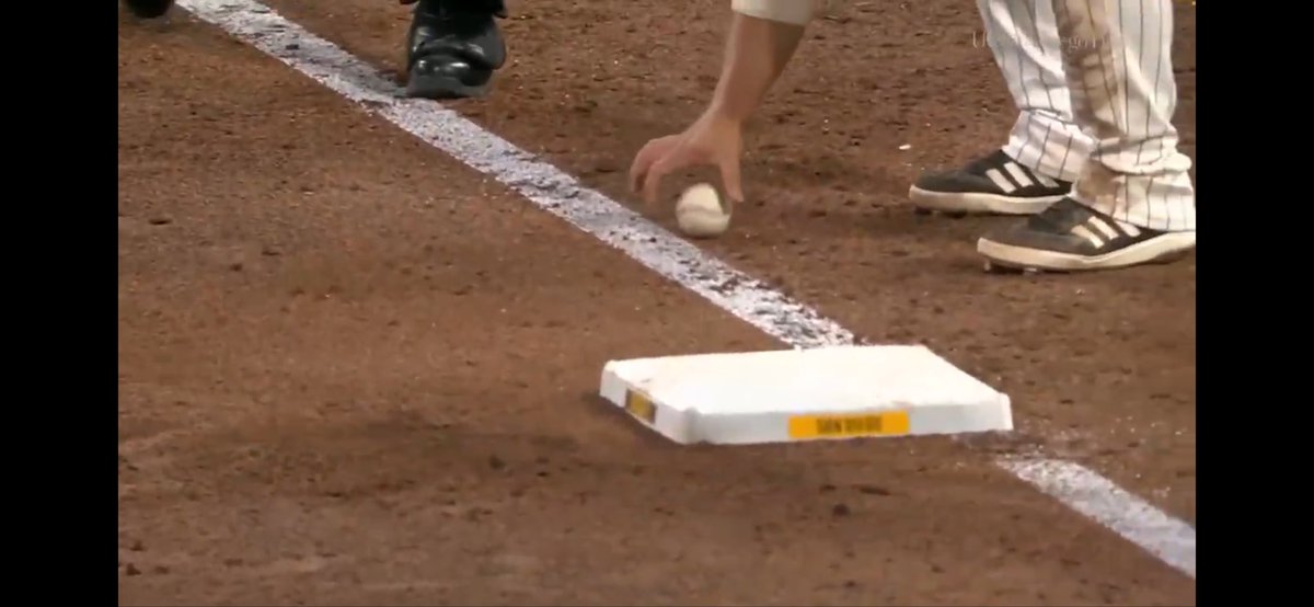 Greg_OConnor4's tweet photo. @TalkinBaseball_ I somewhat side with the ump here. Not an egregious call.
1.) We don’t have an angle like with a pylon cam in an NFL end zone to see if any part of the ball is positioned over the line.
2.) The player’s hand seemed to be partly obscuring the ump’s eyes, in terms of ball vs line. https://t.co/LCCWiut47u