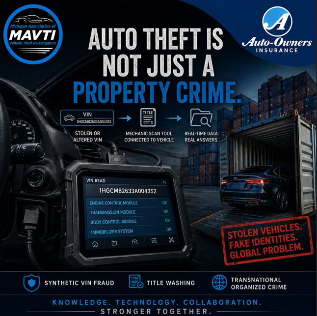 MAVTI_Training's tweet photo. I had the honor to speak to several Auto-Owners Insurance SIU investigators from across the U.S. this week on modern methods of vehicle theft.  We covered critical topics including Synthetic VIN Fraud, types of keyless/  electronic theft methods, and transnational organized crime https://t.co/QKp9cbIKpw