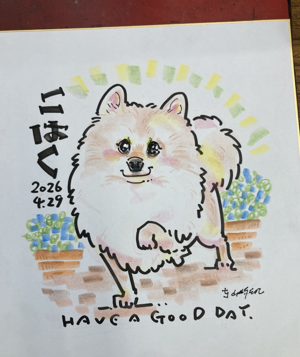 昨日ペットショップのイベントで制作した動物似顔絵です。 色紙に耐水
