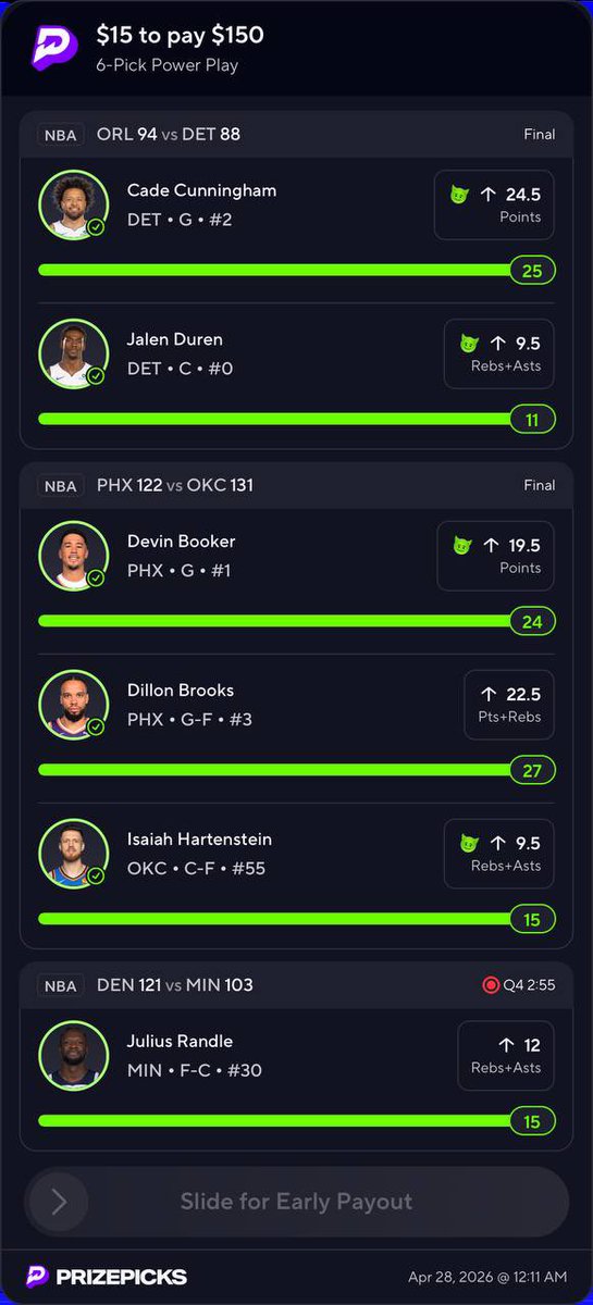wisdomcruz8's tweet image. Y’all wanna hits for tonight free 6man guaranteed plays ??
Tap in the link 👇🍀

t.me/+MMZixN4mgbc3M…

#Prizepicks #nba  #nfl #fanduel #gambling #prizepickswinning #mlb #PlayerPropBets #freeplays #DFS
#GamblingTwiiter