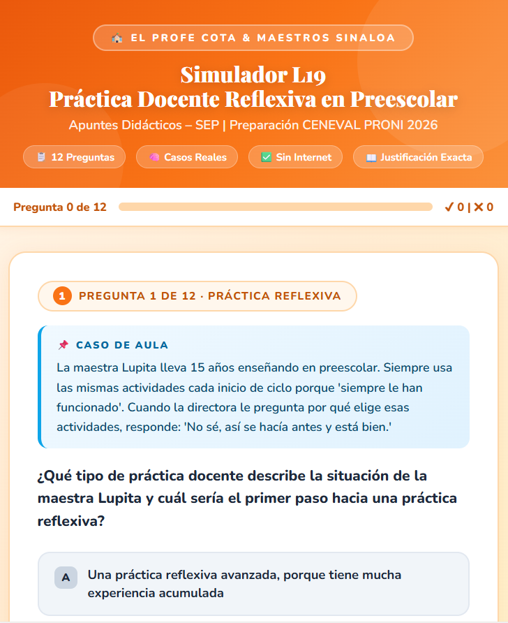 ElprofeCota's tweet photo. ⚠️ ¿Tu práctica es rutinaria o reflexiva? 🔥 L19 – Práctica Docente Reflexiva en Preescolar | 12 preguntas #CENEVAL con casos reales. Sin internet. 🔗 https://t.co/qT6BSnmc1F 📅 17 días. #ElProfeCota #MaestrosSinaloa #SoyPRONI https://t.co/tcc2E9fXvH