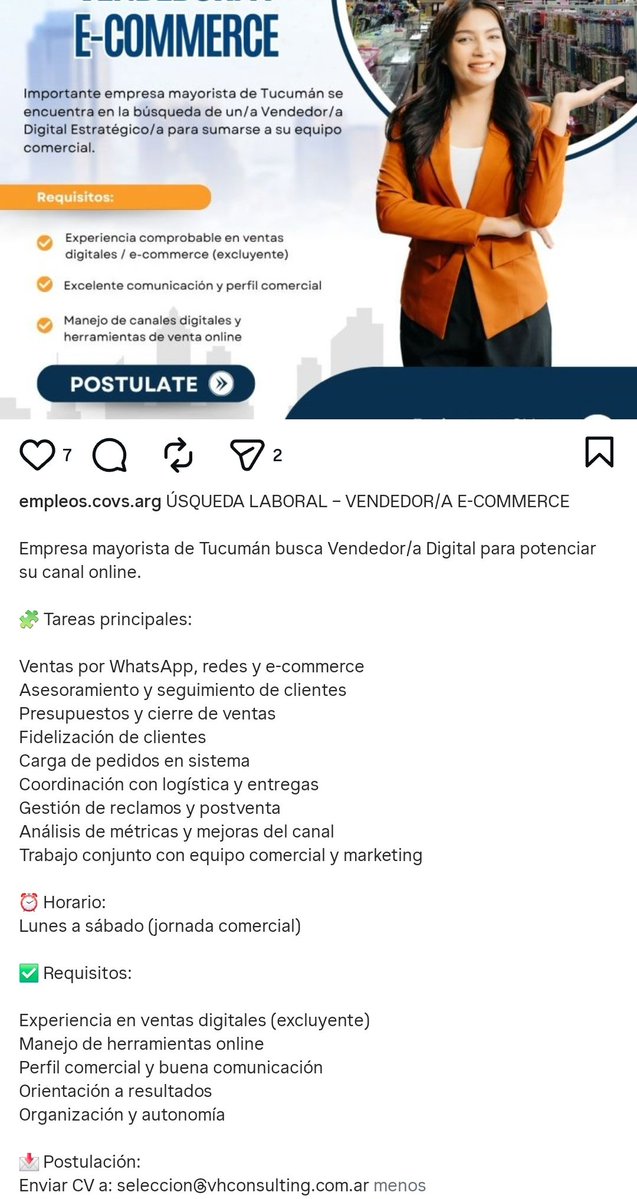#Trabajo #Ventas #ecomerce #Tucuman #Argentina #Hiring