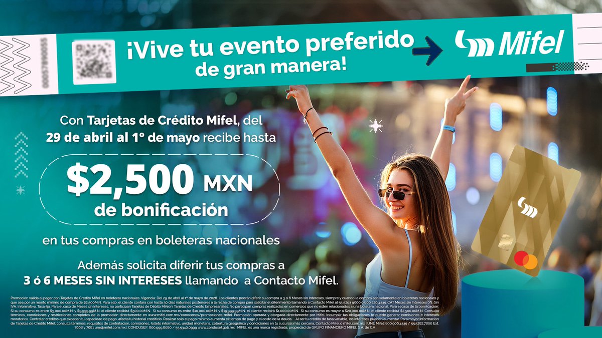 BancaMifel's tweet image. De “¿vamos?” a “ya tengo boletos”. 😮‍💨🎫

Haz tu compra con tu Tarjeta de Crédito Mifel y conviértelo en un upgrade para tu cartera.

#Mifel #Tdc #parati