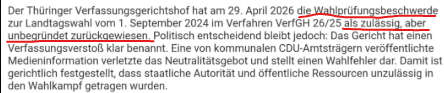 SolarSpaceAMore's tweet photo. @MaierMariza Mit anderen Worten - die Beschwerde war zulässig, aber im Ergebnis unbegründet. Deswegen wurde er zurückgewiesen. https://t.co/1E8v5MHnNH
