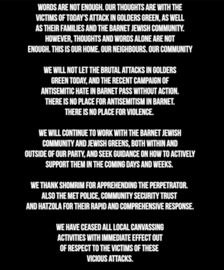 Barnet Green Party tweet media