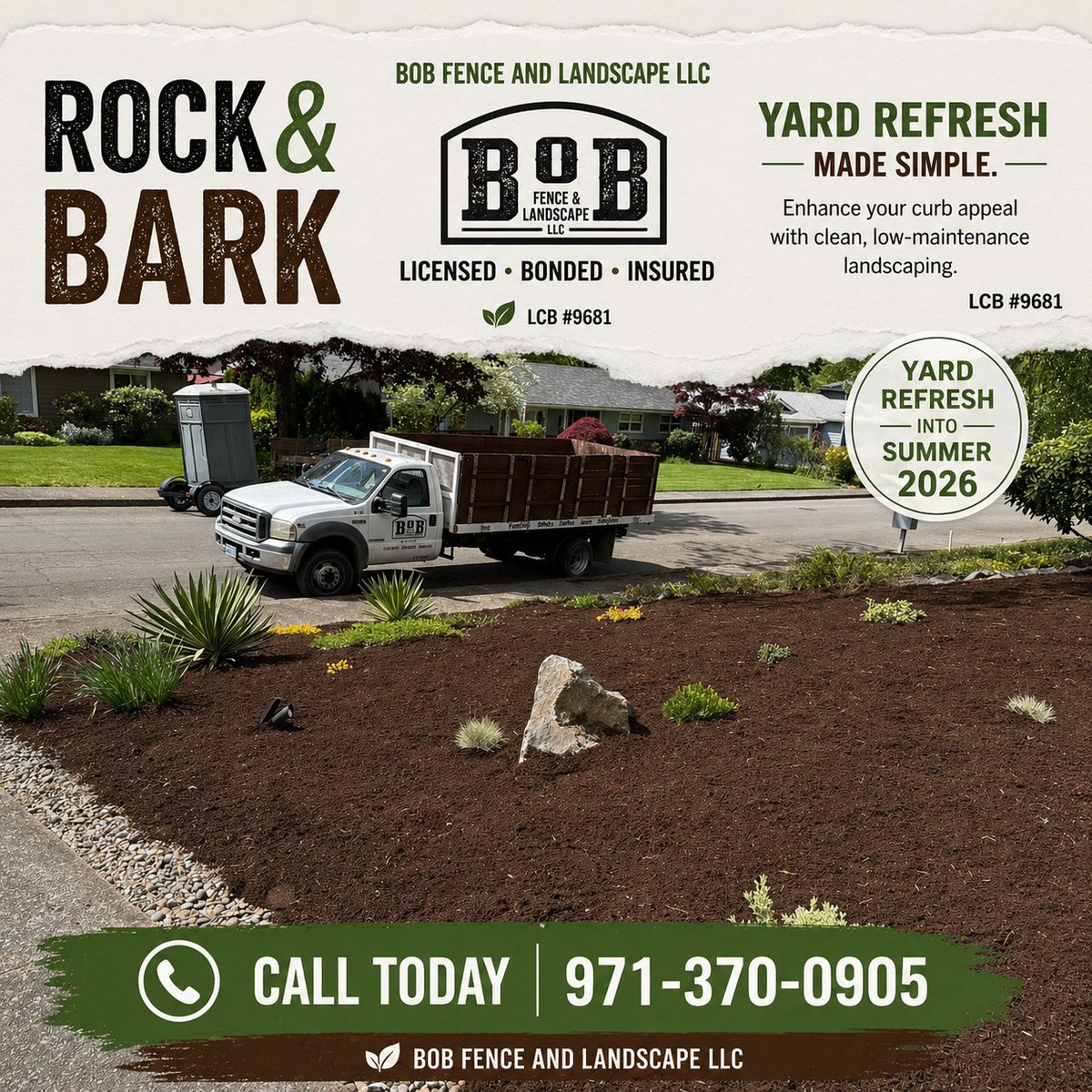 bobfenceland's tweet image. ROCK. BARK. COMPOST.
Done right.
📞 971-370-0905
Summer-ready yards start here.

#landscape #yardrefresh #curbappeal #smallbusiness