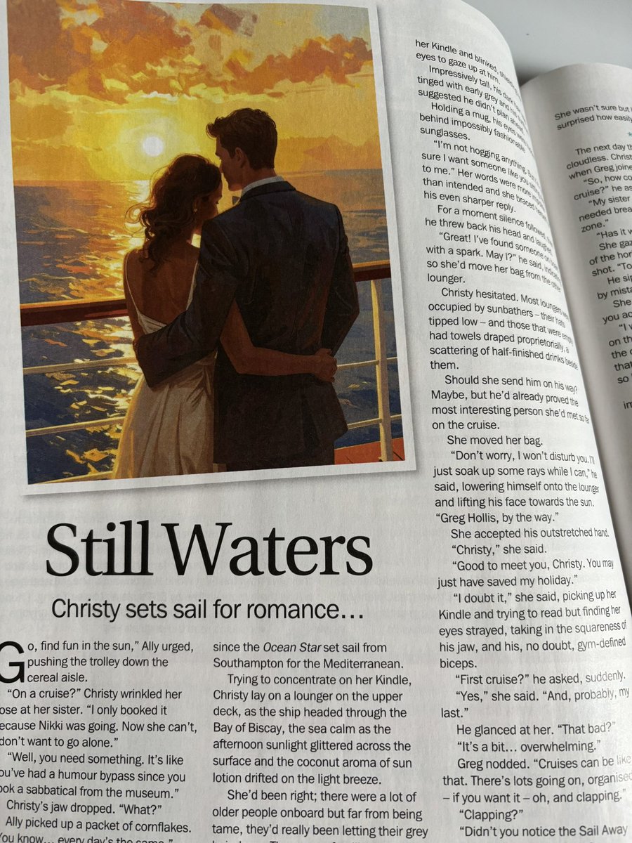 TessNilandKimbe's tweet image. Love having stories published in the fab @My_Weekly STILL WATERS is out in the current issue. I thought the story had been rejected but as I was about to sub to another mag, the editor said she'd like to buy it after all - a super surprise! #romance #cruise #summer