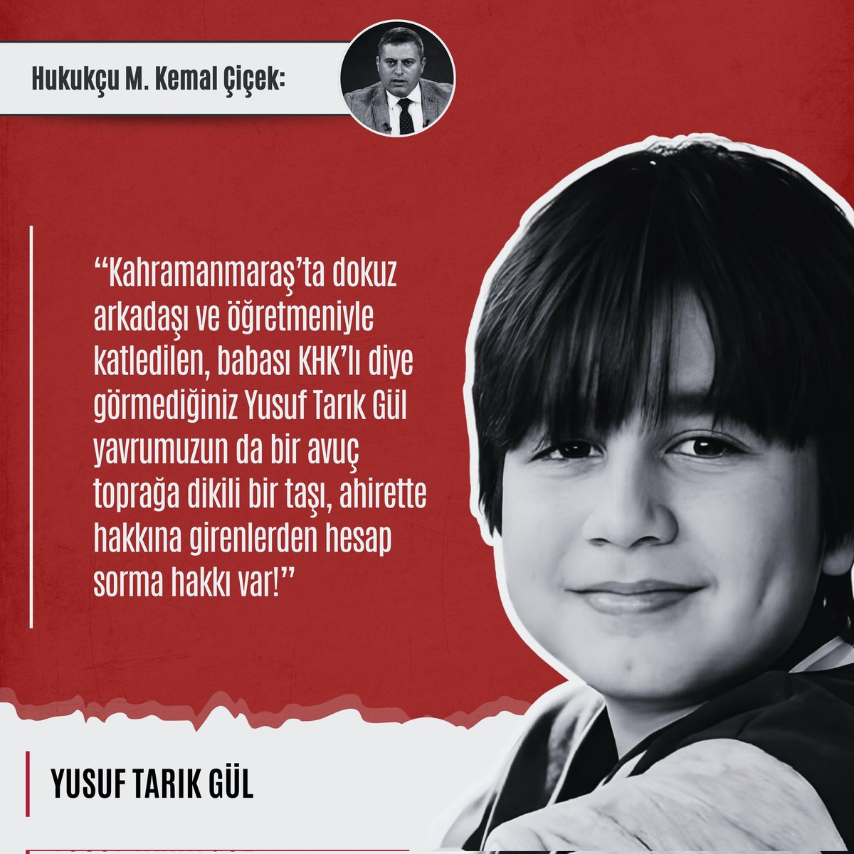 Bir çocuk… sadece bir çocuktu.  
Adını yüksek sesle söylemek bile bu kadar zor olmamalıydı.  
Eğer bir evlat uğurlanırken bile eşit değilse, biz neyi kaybettik?  

YusufTarıkın Mirası