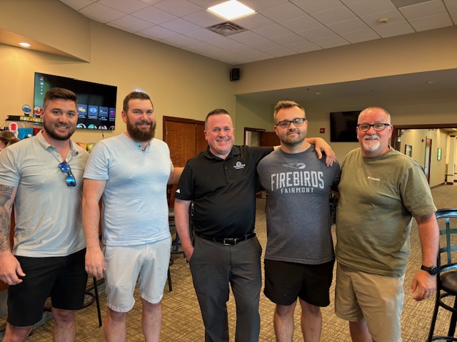 KCSForward's tweet photo. Thanks to Scotty Burcham, Fairmont alum &amp; All Around Roofing Marketing Director, for joining last night's golf meeting! Join us June 4th at Beavercreek Golf Club for Golf 'fore' KCS Forward with competitions, raffle prizes &amp; more! Details: https://t.co/0UsyRrQe0O https://t.co/CdyqUOC2VJ