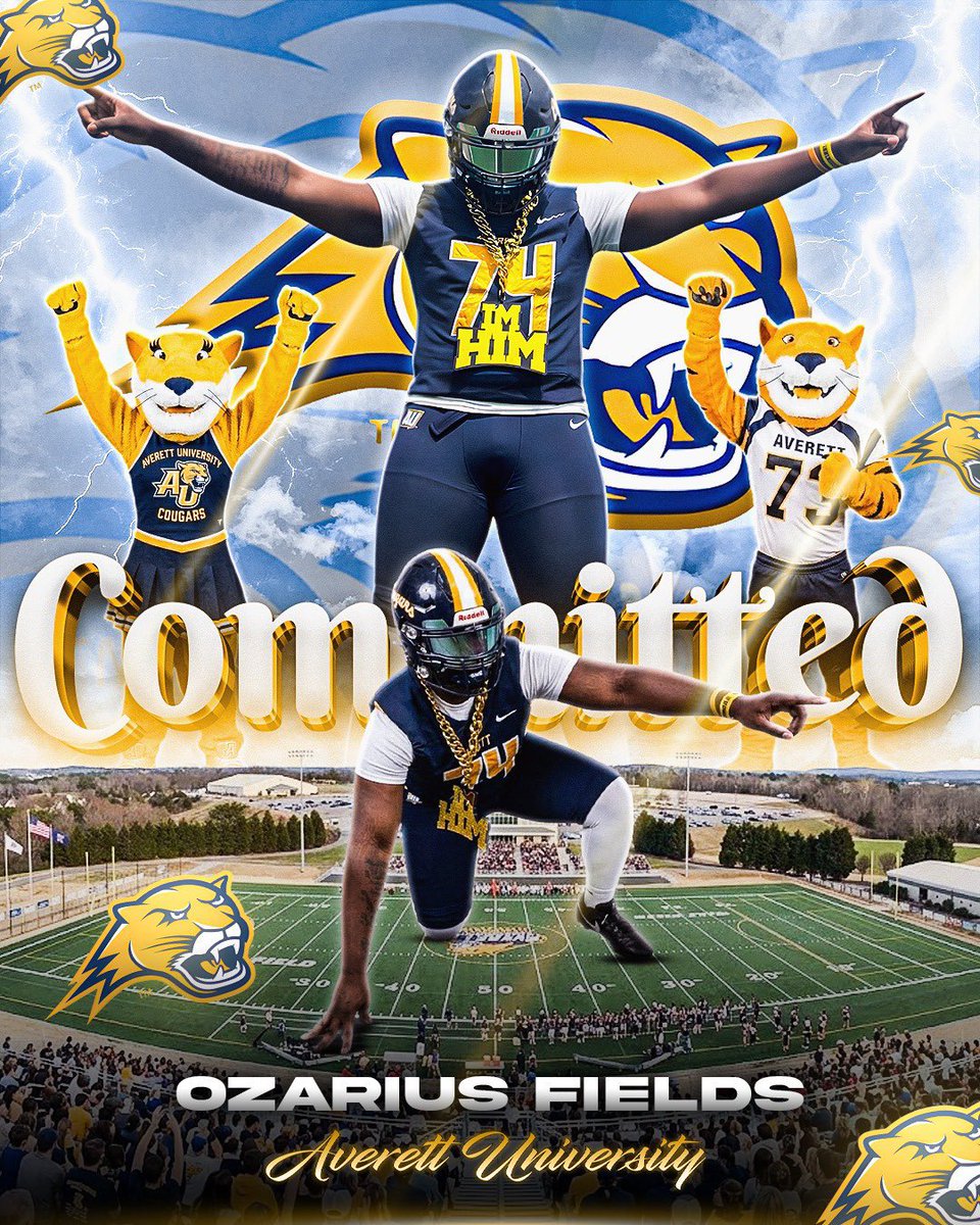 oz2raww's tweet photo. I'm excited to announce that I have officially committed to Averett University!Go Cougars!💛💙🏈#committed #agtg @CoachQuinn19 @AverettFootball https://t.co/ZRl8yoJMWj