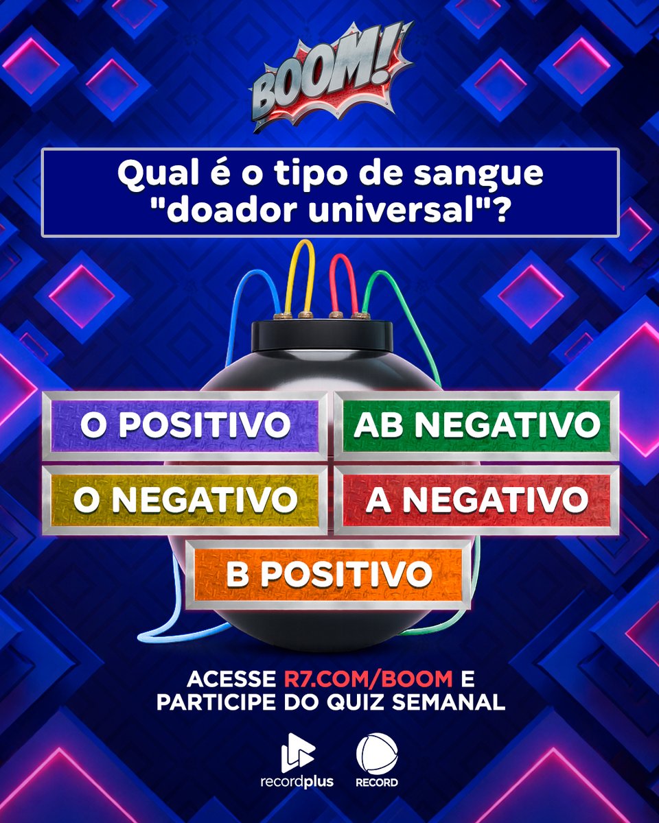 boomnarecord's tweet image. É uma das tipagens sanguíneas mais raras e muito necessárias para as doações no mundo todo! 🩸

Vem desativar essa bomba no #Boom deste domingo (3), a partir das 14h30, na #RECORD. 💣
