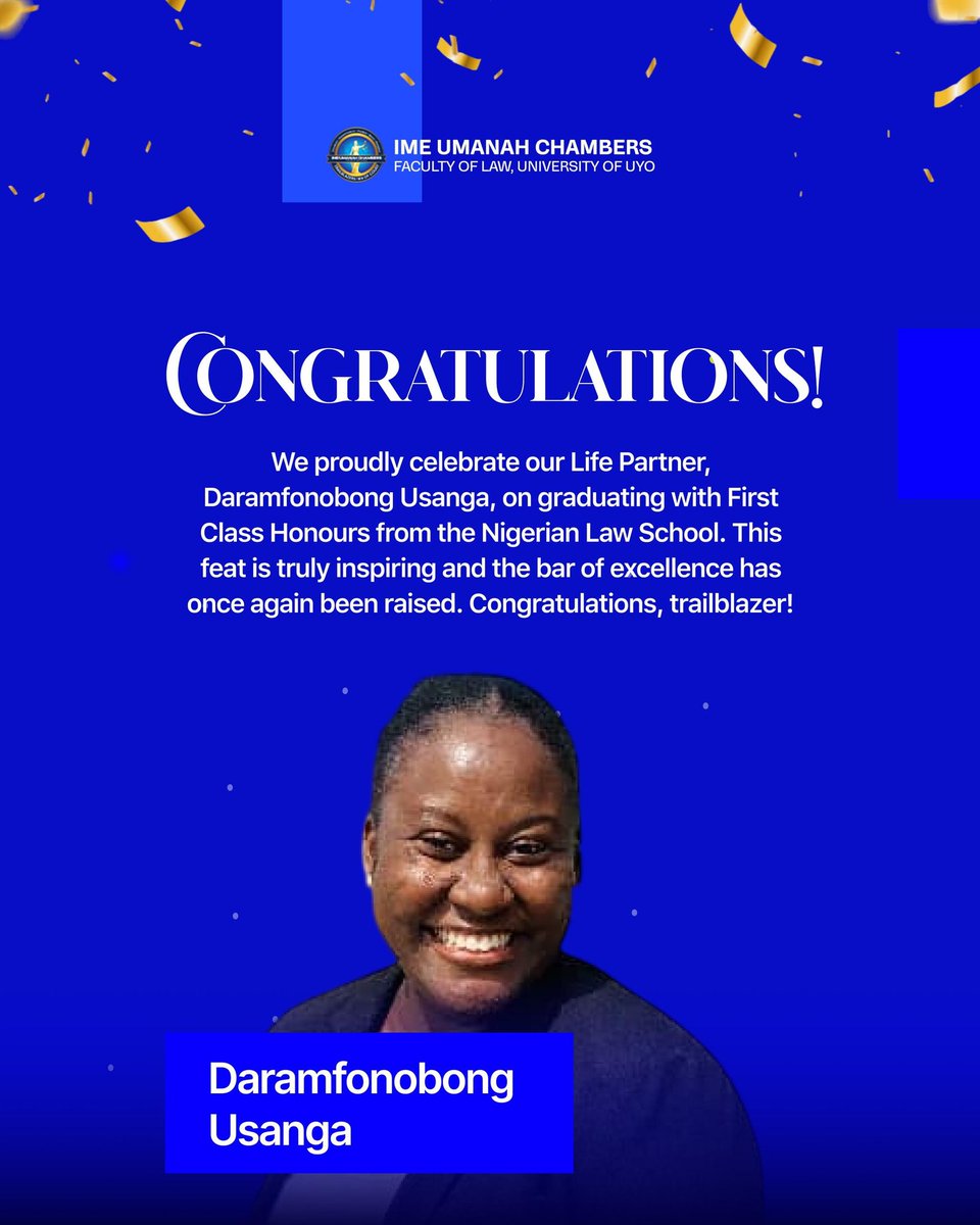We_Chambers's tweet photo. CONGRATULATIONS TO OUR LATEST RED SCROLL!

We extend our heart felt congratulations to our Life Partner Daramfonobong Usanga. On graduating with a First Class Honors from the Nigerian law school; joining a long line of Partners who have earned the coveted red scroll. https://t.co/GneDhJ4eoh