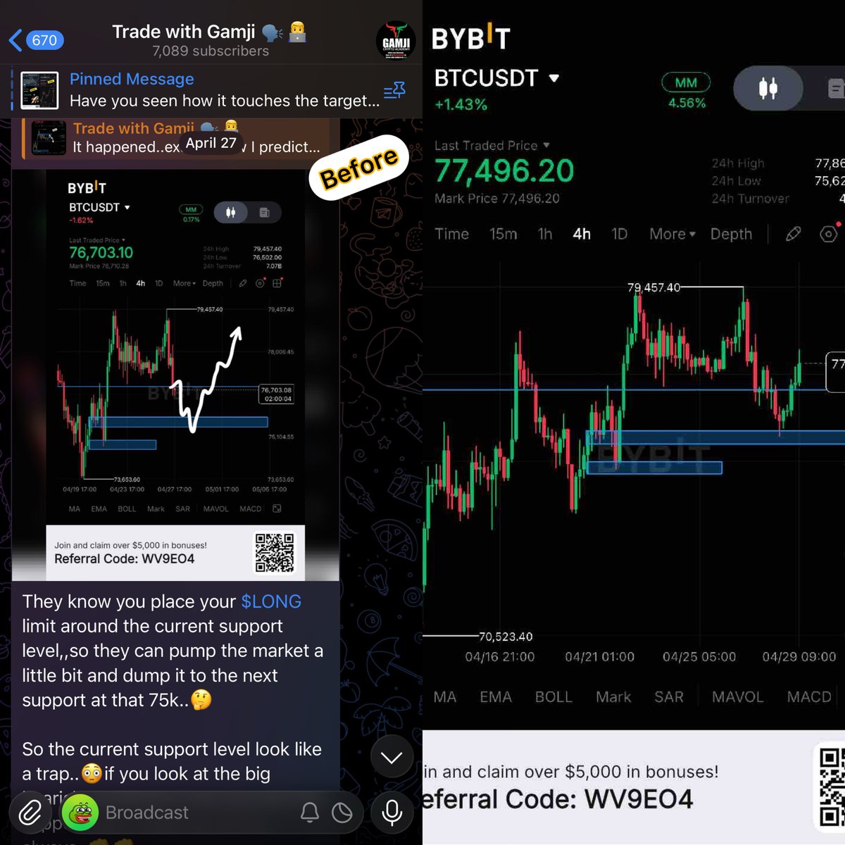 TradeWithGamji's tweet photo. #BTC before and after from our free telegram channel @Trade with Gamji
Let’s analyze the next direction of #Bitcoin again..👨💻✊✊ https://t.co/rdj6kbAjHE
