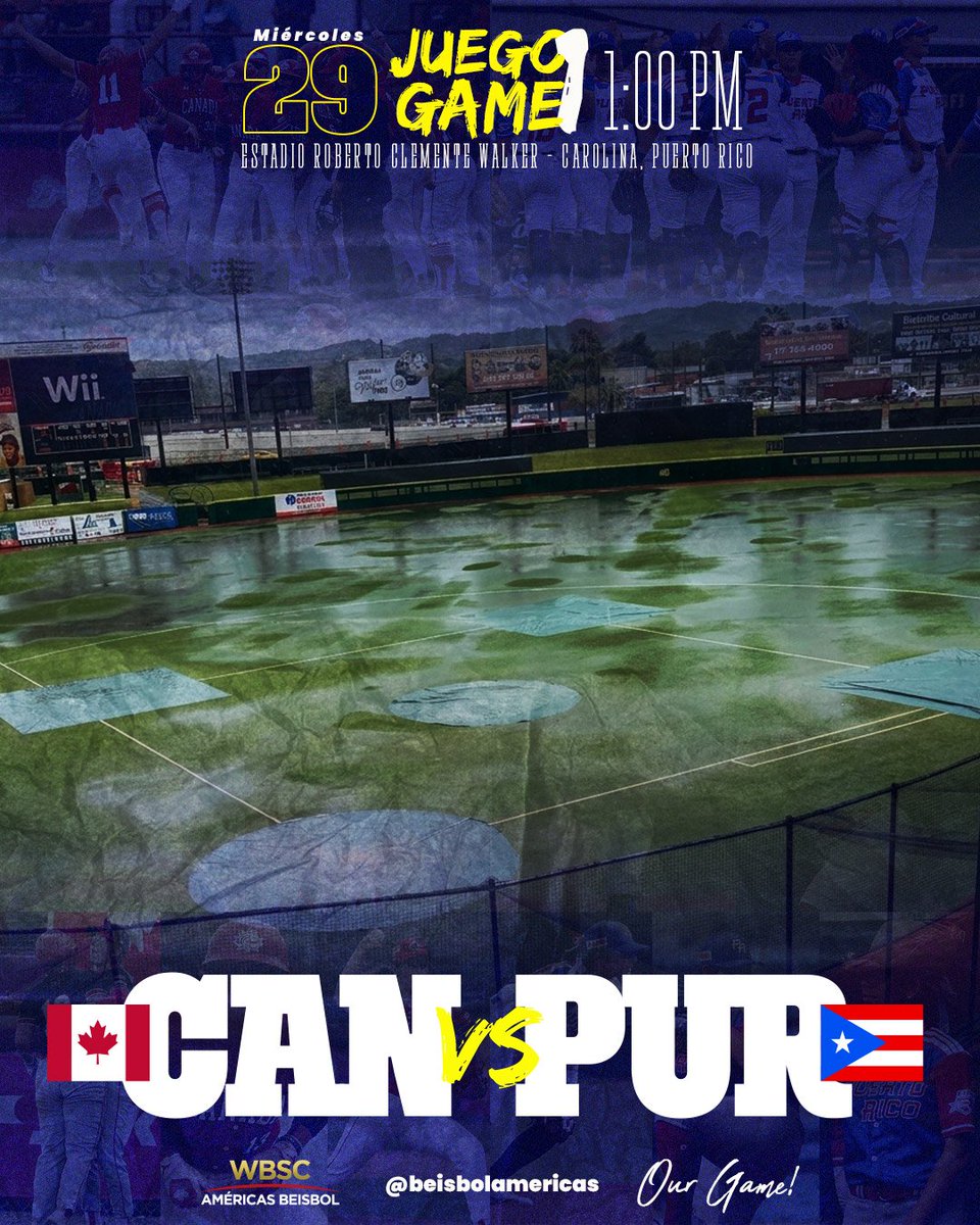 beisbolamericas's tweet image. ➡️ #WomensBaseballWorldCup 

Pospuesto / Postponed

Juego 1 / Game 1
#Canada🇨🇦 🆚 #PuertoRico🇵🇷

📍 Carolina, Puerto Rico 
🏟️ Roberto Clemente Walker (Carolina)

Detalles/Details
💻 wbscamericas.org

@wbsc
@baseballcanada 
@BeisbolPR

#OurGame 
#NuestroJuego
