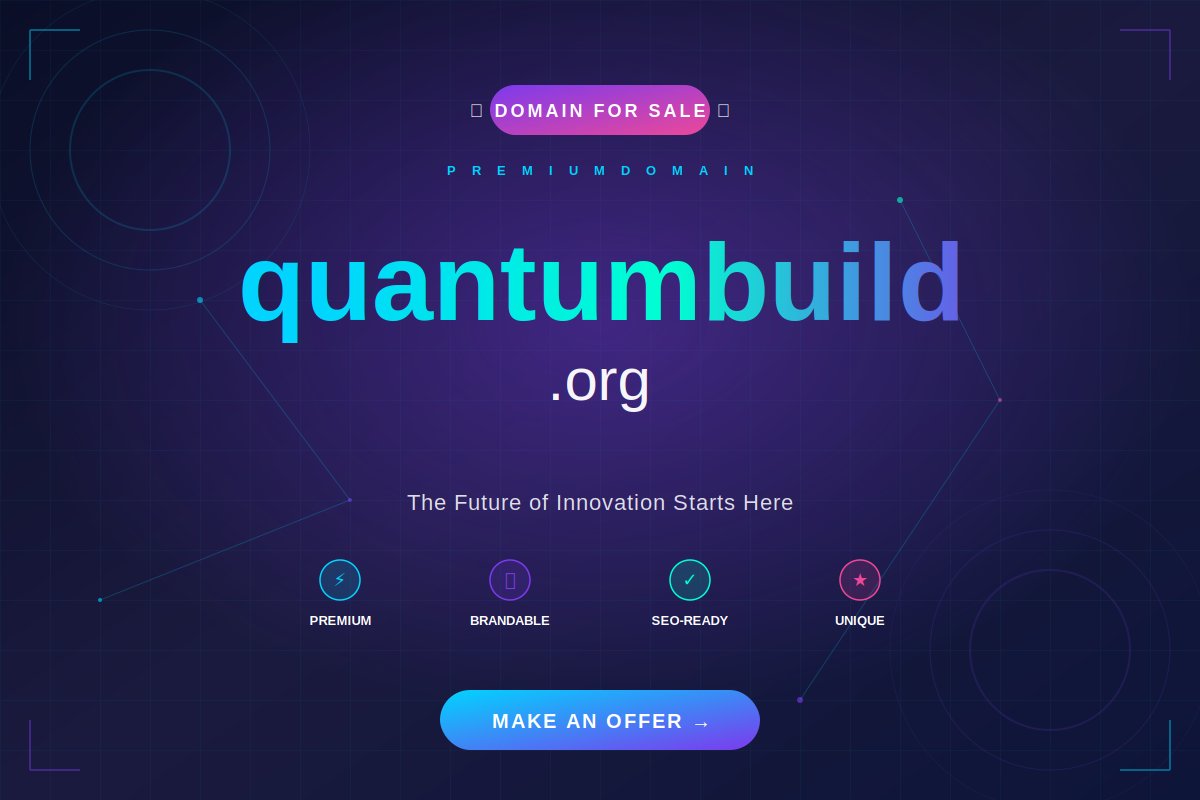 domaindepth's tweet image. quantumbuild.org → Memorable → Brandable → SEO-friendly → Future-proof Perfect for AI, quantum tech, or construction innovators. DM to acquire 🤝 #DomainForSale #StartupName #Branding #Tech #AI #Quantum #Domains