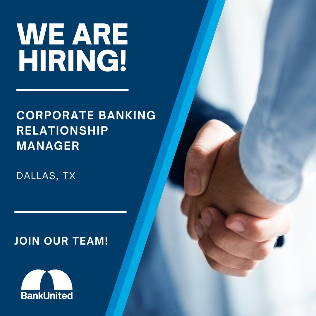 BankUnited's tweet image. #WorkWithUsWednesday 📣 Looking for a new career? We're hiring at BankUnited! 🌟 Join a collaborative team and grow your career. 🚀 

Apply today! ✍️ 

brnw.ch/21x23kD

#WeAreHiring #NowHiring #CareerOpportunities #BankUnited #JoinOurTeam #JobSearch 💼✨