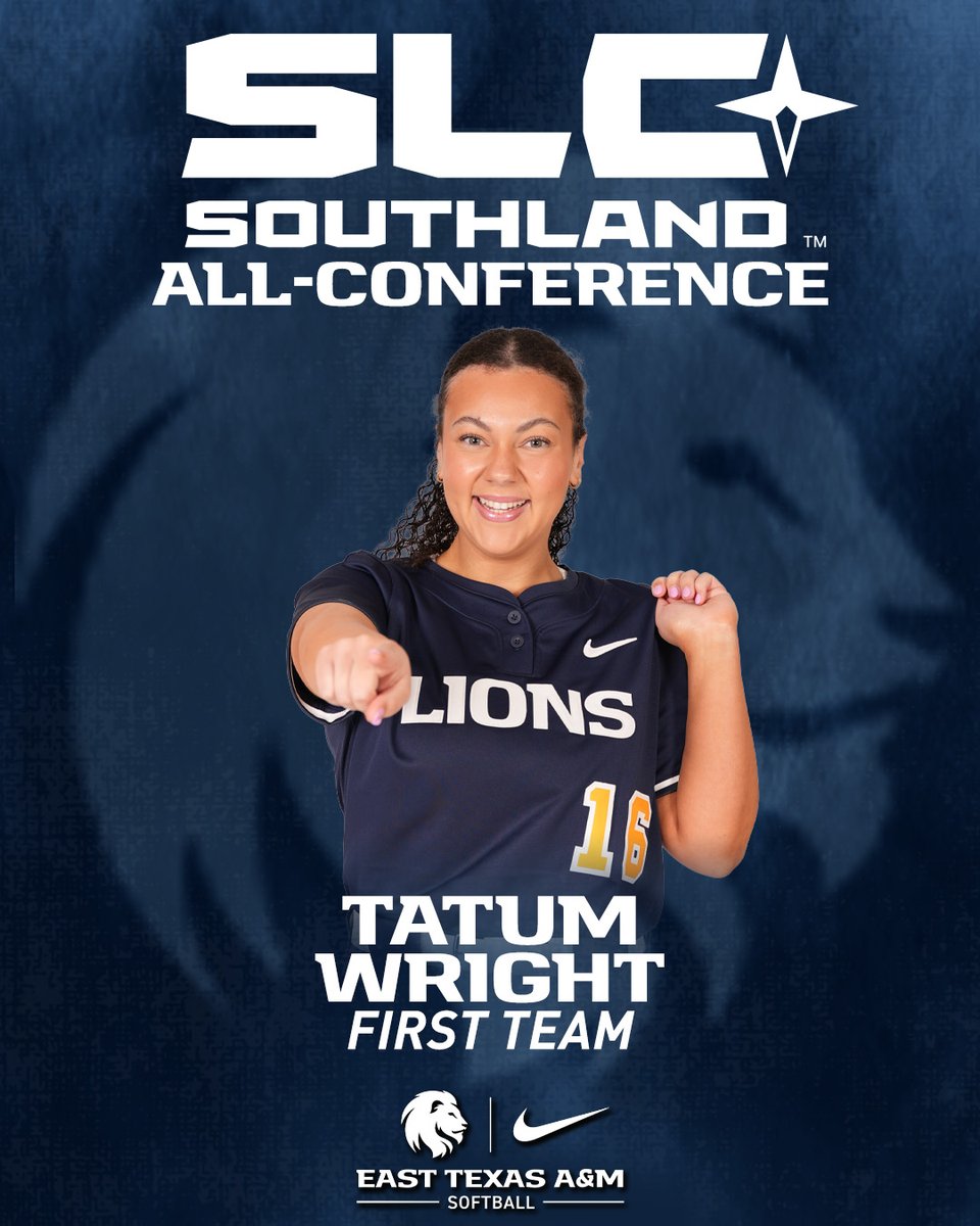 Lion_Athletics's tweet photo. For the second year in a row, @Lion_Softball's Tatum Wright has been selected to the @SouthlandSports All-Conference team! #HailET 

📰: https://t.co/nojUDk10iC https://t.co/iWvPutDFBO