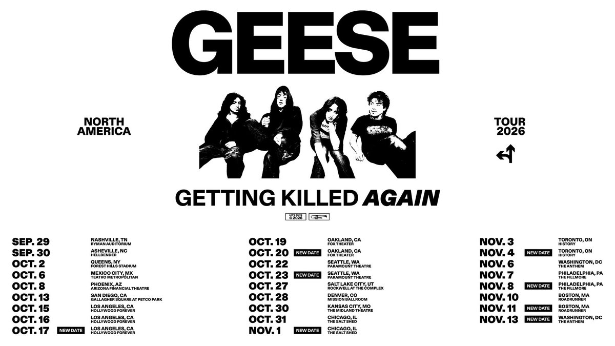 geese_band's tweet photo. PRESALE IS NOW LIVE.
NEW DATES ADDED.

ALL TICKETS ON SALE THIS FRIDAY AT 10AM LOCAL. 

https://t.co/WUGU5mB0SM https://t.co/Ksm0Oh6JHE