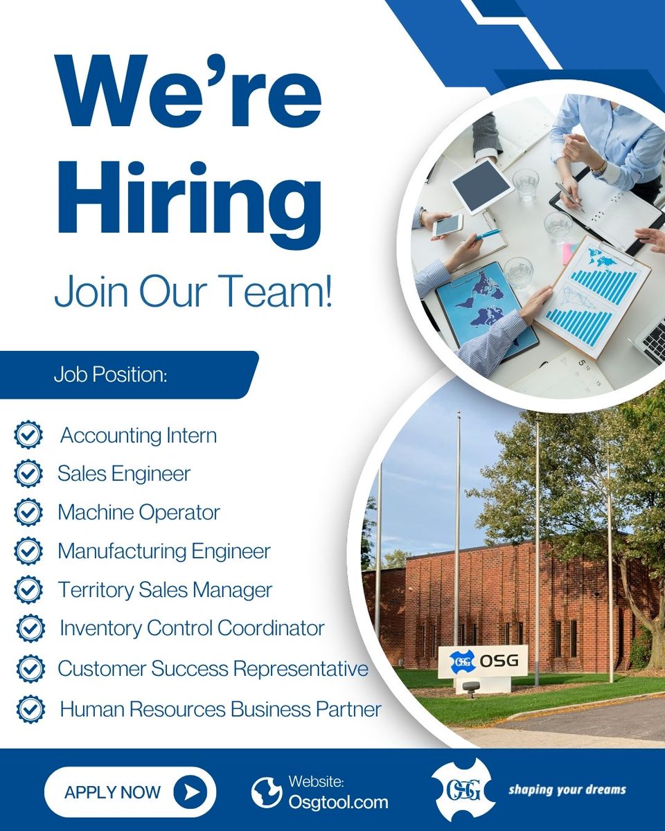 OSGTOOL's tweet image. We are hiring! Come and join the team that was named a Best-in-Class Employer in Gallagher's 2025 U.S. Benefits Strategy &amp;amp; Benchmarking Survey!
Apply now at: osgtool.com/careers/#tab-o…
#manufacturing #innovation #cuttingedge #careers #jobhunt #CNC #remote #hybrid #internship